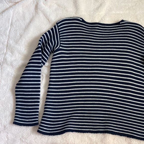 FRAME Navy & White Nautical Boxy Sweater 100% Cotton Sz. XS Runs Big - Picture 8 of 8